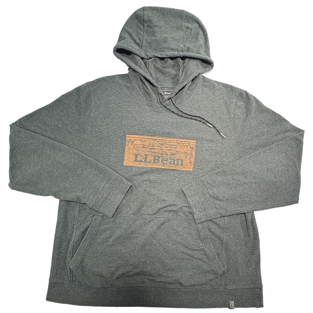 L.L.Bean Men's XL Hoodie Gray Slightly Fitted Logo Pullover Sweatshirt